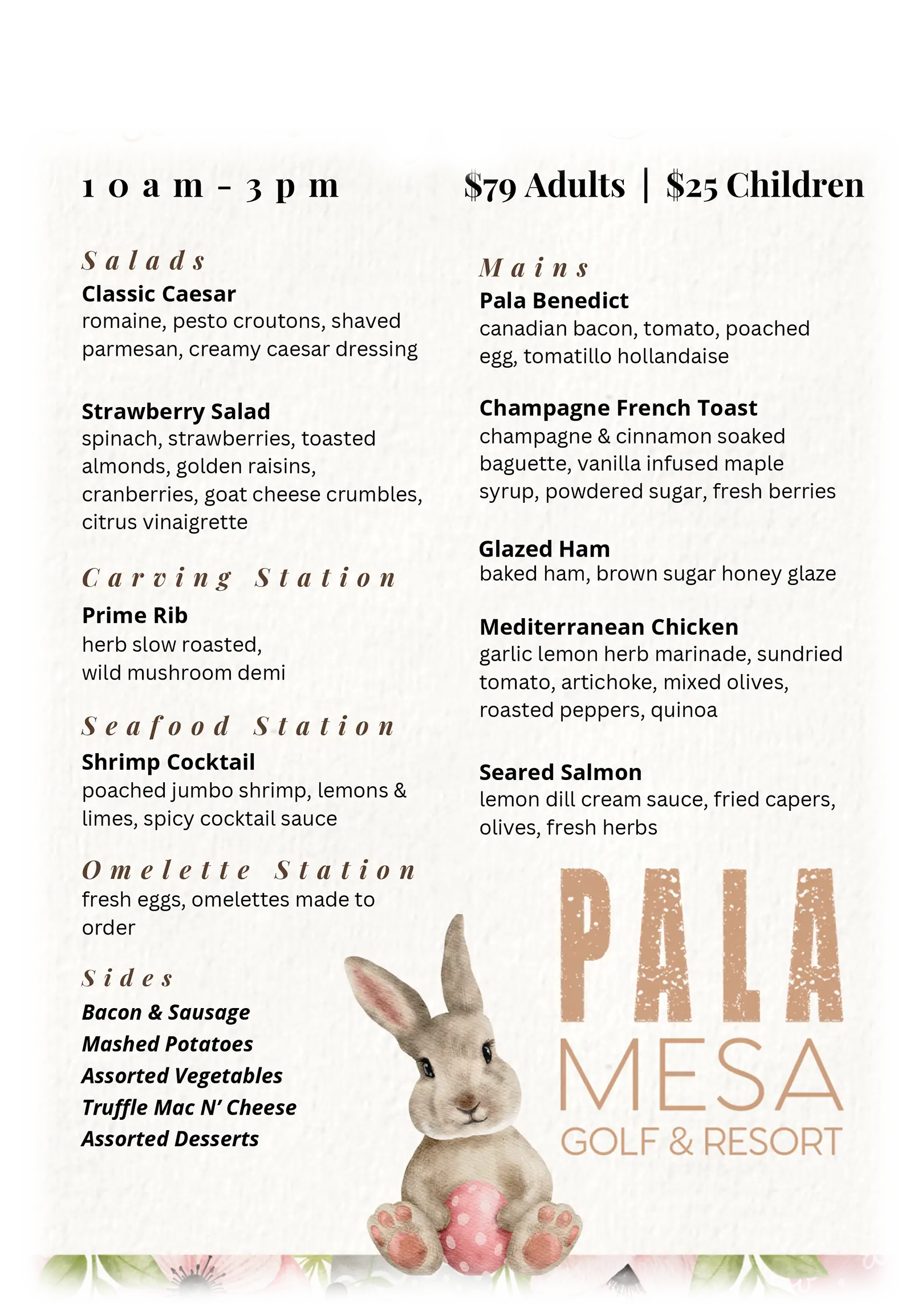 Easter 2026 menu